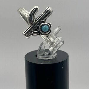 Brand New Silver Cactus Ring with “Sleeping Beauty”Turquoise Stone